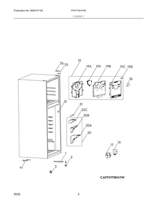 Cabinet Diagram and Parts List for FFHT1814YW  Frigidaire Refrigerator
