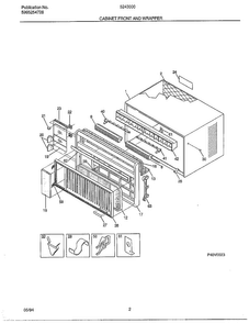 Cabinet Front And Wrapper Diagram and Parts List for 5243000B  Frigidaire Air Conditioner
