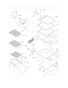 Shelves Diagram and Parts List for FGUS2632LE2  Frigidaire Refrigerator