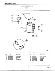 Room Air Conditioner Page 6 Diagram and Parts List for 5193004  Frigidaire Air Conditioner