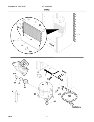 System Diagram and Parts List for LFFH20F3QM1  Frigidaire Freezer