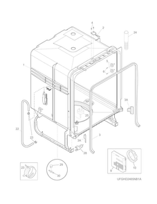 Tub Diagram and Parts List for FGID2466QF2A  Frigidaire Dishwasher