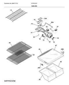 Shelves Diagram and Parts List for FFTR1814TBB  Frigidaire Refrigerator