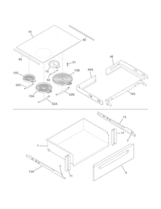 Top/drawer Diagram and Parts List for FFES3025PBA  Frigidaire Range