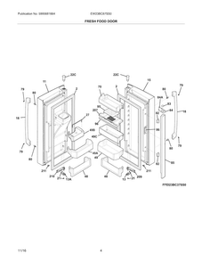 Fresh Food Doors Diagram and Parts List for EW23BC87SS0  Electrolux Refrigerator