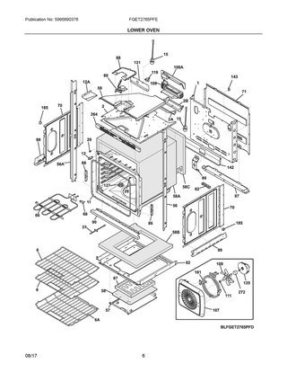 Lower Oven Diagram and Parts List for FGET2765PFE  Frigidaire Wall Oven