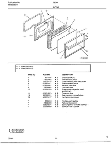 Door Diagram and Parts List for 28044  Frigidaire Range