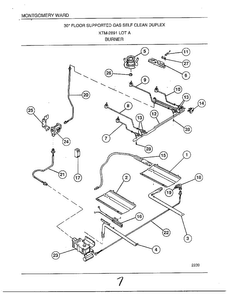 Burner Diagram and Parts List for 2891  Frigidaire Range