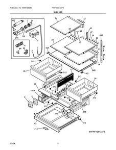 Shelves Diagram and Parts List for FRFN2813AF0  Frigidaire Refrigerator