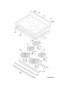 Main Top Diagram and Parts List for 79097603301  Kenmore Range