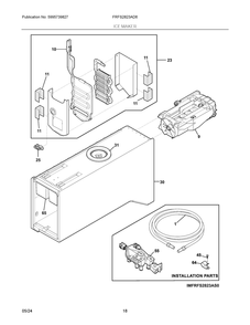 Ice Maker Diagram and Parts List for FRFS2823AD6  Frigidaire Refrigerator