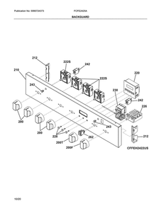 Backguard Diagram and Parts List for FCFE2425AW  Frigidaire Range