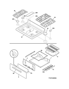 Top/drawer Diagram and Parts List for FFGF3019LBB  Frigidaire Range