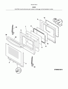 Door Diagram and Parts List for 79094179312  Kenmore Range