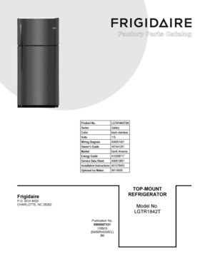 01 - COVER SHEET Diagram and Parts List for LGTR1842TD0  Frigidaire Refrigerator