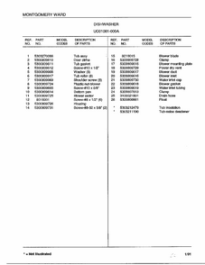 Dishwasher Page 6 Diagram and Parts List for 1081-000A  Frigidaire Dishwasher