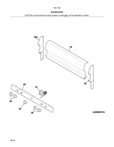 Backguard Diagram and Parts List for 79073032314  Kenmore Range