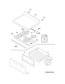 Top/drawer Diagram and Parts List for LFEF3017LBD  Frigidaire Range
