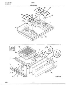 Top/drawer Diagram and Parts List for 283460B  Frigidaire Range