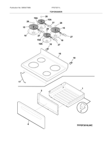 Top/drawer Diagram and Parts List for FFEF3011LBH  Frigidaire Range