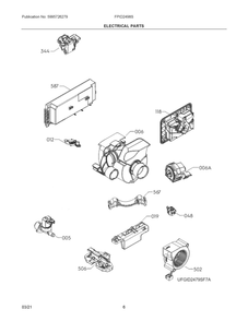 Electrical Parts Diagram and Parts List for FPID2498SF7A  Frigidaire Dishwasher