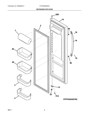 03 - REFRIGERATOR DOOR Diagram and Parts List for FFHS2622MSZA  Frigidaire Refrigerator