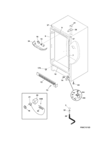 Cabinet Diagram and Parts List for TFFU21M1QWA  Frigidaire Freezer