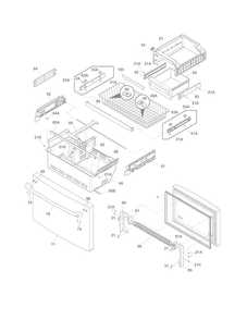 Freezer Drawer, Baskets Diagram and Parts List for EW23BC85KS5  Electrolux Refrigerator