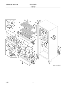 Cabinet Diagram and Parts List for FPFU19F8WF0  Frigidaire Refrigerator