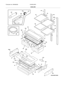 Shelves Diagram and Parts List for EI23BC32SS1  Electrolux Refrigerator