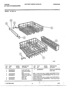 24" Built-in Dishwasher Page 11 Diagram and Parts List for 61-1021  Tappan Dishwasher