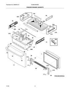 Freezer Drawer, Baskets Diagram and Parts List for EI23BC65KSBA  Electrolux Refrigerator