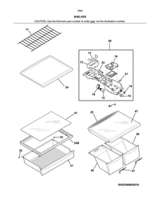 Shelves Diagram and Parts List for 25370649612  Kenmore Refrigerator