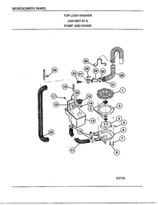 Top Load Washer/ Pump And Drain Diagram and Parts List for 6507-87A  Frigidaire Washer