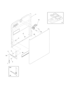 Door Diagram and Parts List for FBD2400KS3B  Frigidaire Dishwasher