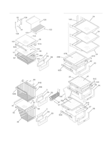 Shelves Diagram and Parts List for EI23CS35KB1  Electrolux Refrigerator
