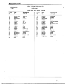 Wrapper, Top, Valve & Base Page 2 Diagram and Parts List for 1236C  Frigidaire Dishwasher