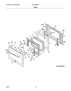 Door Diagram and Parts List for CGDS3065PFK  Frigidaire Range