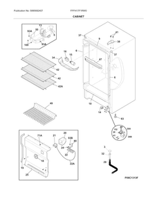 Cabinet Diagram and Parts List for FFFH17F1RW0  Frigidaire Freezer