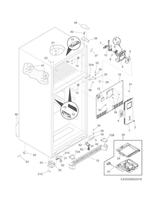 Cabinet Diagram and Parts List for FGTR1845QE1  Frigidaire Refrigerator