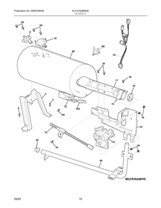 Burner Diagram and Parts List for ELFG7626BW0  Frigidaire Dryer