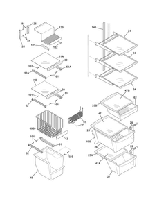 Shelves Diagram and Parts List for FPHS2399PF0  Frigidaire Refrigerator