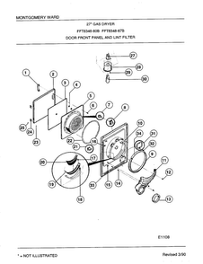 Door Front Panel And Lint Filter Diagram and Parts List for 8348B  Frigidaire Dryer