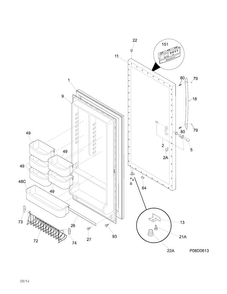 Door Diagram and Parts List for FKFH21F7HWE  Frigidaire Freezer