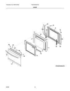 Door Diagram and Parts List for FGEW3046UFB  Frigidaire Range