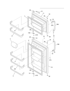 Door Diagram and Parts List for FRT18G2NW1  Frigidaire Refrigerator