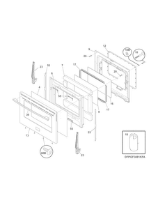Door Diagram and Parts List for FPGF3081KFP  Frigidaire Range