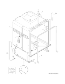 Tub Diagram and Parts List for FFID2423RS1A  Frigidaire Dishwasher