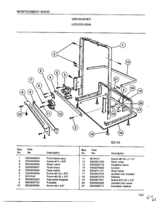 Dishwasher Page 9 Diagram and Parts List for 1032-005A  Frigidaire Dishwasher