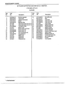 30" Burner Page 2 Diagram and Parts List for 2450C  Frigidaire Range